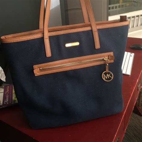 MICHAEL KORS KEMPTON TOTE NAVY BLUE CANVASS